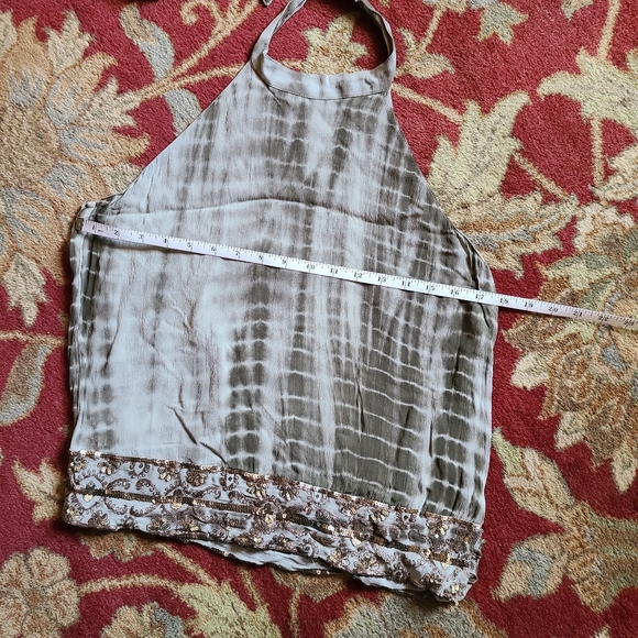 🍂Tie dye khaki bronze boho beaded halter top - Picture 3 of 9